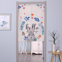 Cotton linen fabric door curtain bedroom kitchen living room partition curtain wind water curtain toilet half curtain cartoon decoration hanging curtain