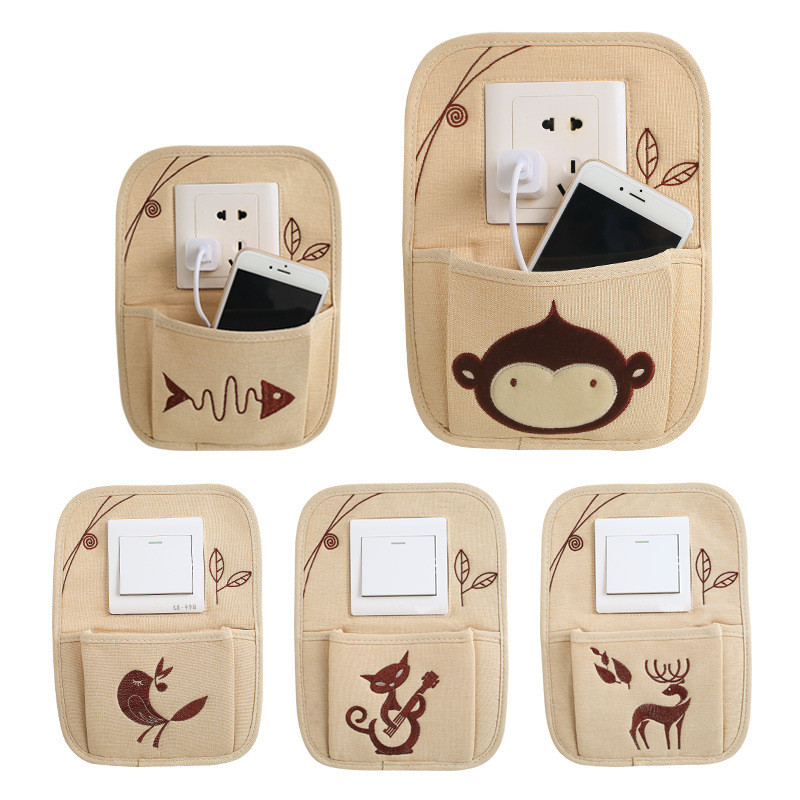Creative cotton and hemp belt pocket embroidery switch stickers Adorable pet pastoral small fresh socket protection set decorative switch cover