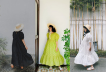 HININI original 2021 summer super fairy children and girls solid color princess skirt short-sleeved dress long skirt parent-child