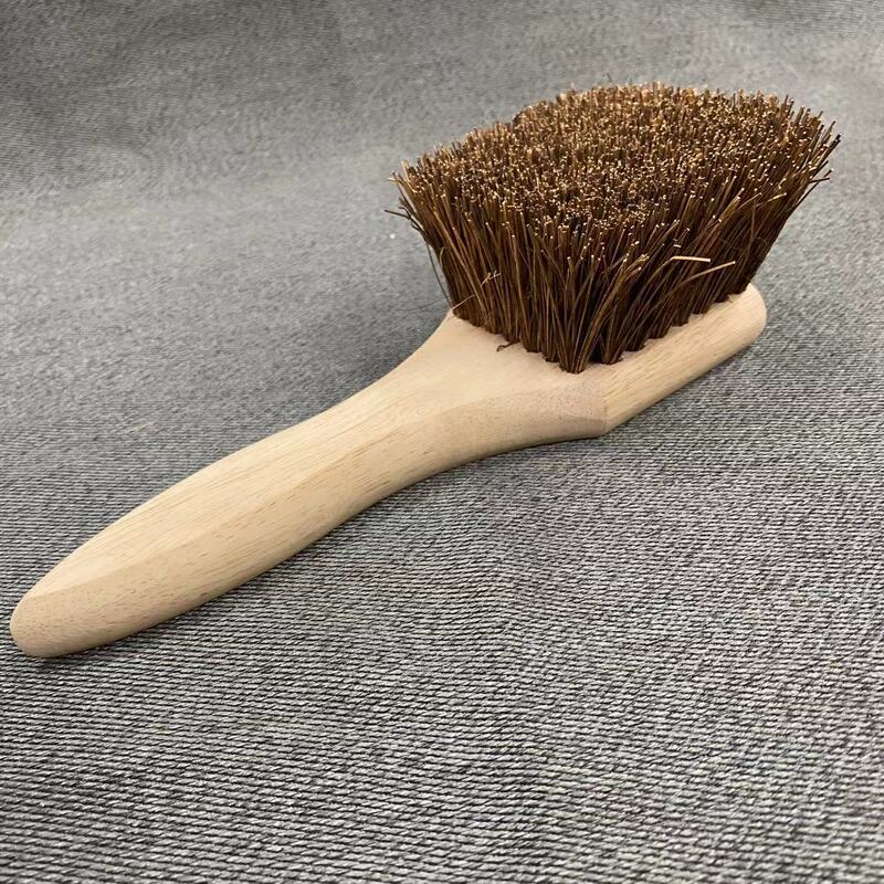 Beech Wood Wave Board Coconut Palm Brush for Washing Pots, Coconut Fiber Brush for Washing Dishes, Traditional Coconut Fiber Brush for Cleaning and Decontamination, Natural Coconut Palm