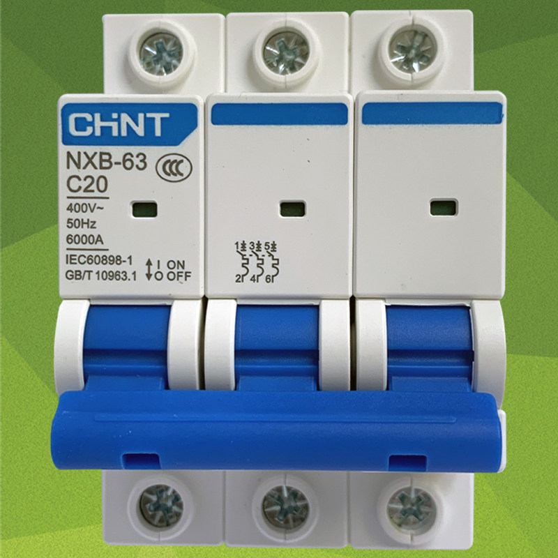 Zhengtai small circuit breaker NXB-63 3P 20A Zhengtai air switch three-pole C-type C20 Zhengtai air open