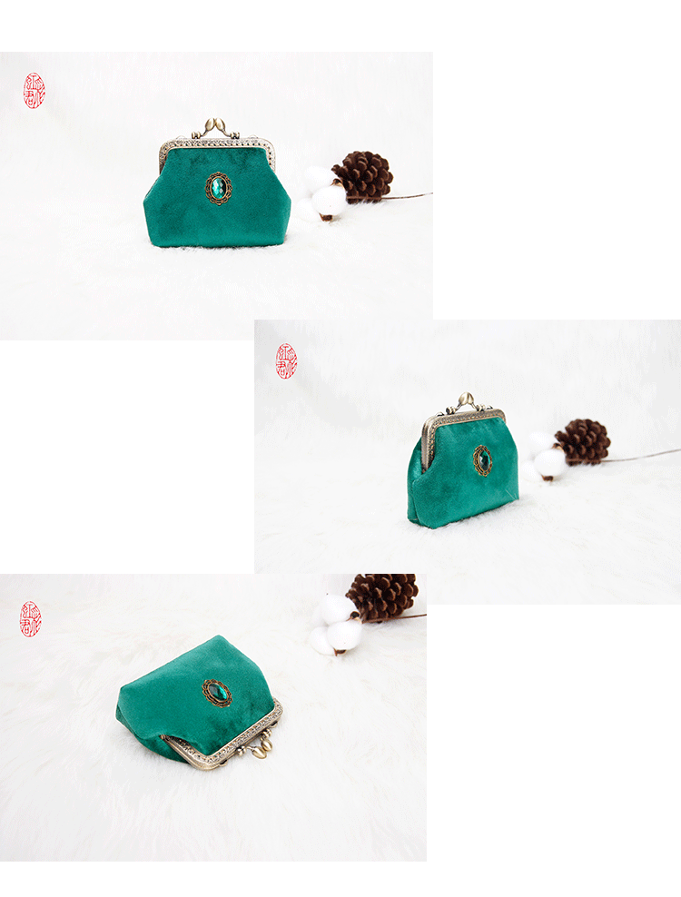 Rainbow Jun Handmade Bag Thiết kế độc lập Velvet Gemstone Vintage Gold Bag Joker Mini Coin Purse Messenger Bag - Ví tiền ví coach nam