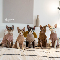 Gingerain Devin cat clothes No hairy cat vest pure cotton mill wool warm base Striped Vest