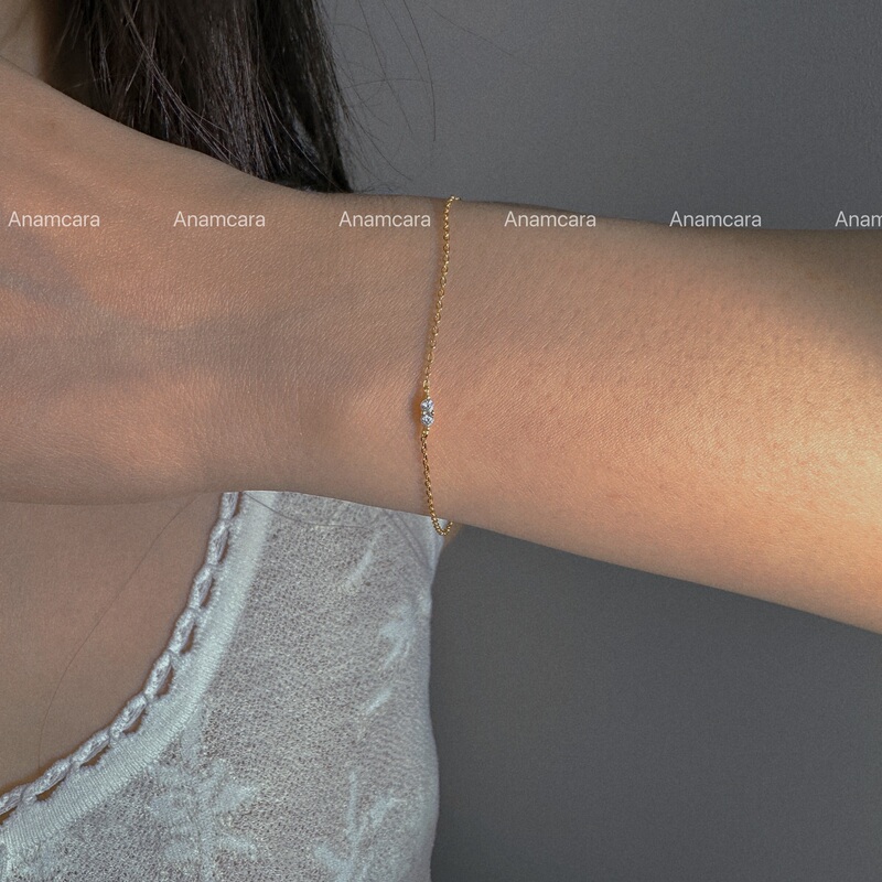 S925 Silver Plated with 18K Gold, Ultra-Fine Two-Diamond Mini Sparkling Bracelet, Spring and Summer Jewelry, Gentle Atmosphere Accessory S925 Silver Plated with 18K Gold, Ultra-Fine Two-Diamond Mini Sparkling Bracelet, Spring and Summer Jewelry, Gentle Atmosphere Accessory