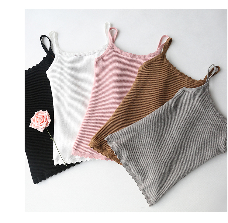 Mùa thu đông mới ren cổ áo cộng với dây đeo nhung đan áo vest nữ Slim dày áo ấm thun thun đáy thủy triều đồ mặc nhà