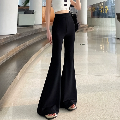 Черный громкоговоритель, штаны-клёш, летние приталенные штаны, длинный костюм