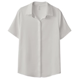 Летняя рубашка, городской стиль, яркий броский стиль, по фигуре, воротник поло, короткий рукав