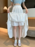 Белая летняя эластичная приталенная юбка, высокая талия, длина миди