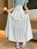 Белая летняя эластичная приталенная юбка, высокая талия, длина миди