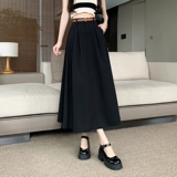Юбка в складку, приталенный костюм, высокая талия, средней длины, А-силуэт