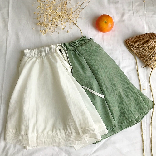 Шифоновые шорты, тонкие приталенные шелковые штаны для отдыха, высокая талия, свободный крой, А-силуэт