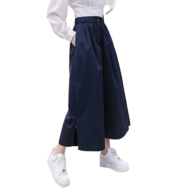 Wide-leg hakama pants women's summer clothes 2023 new fashion junior high school students Korean version loose thin section cropped pants