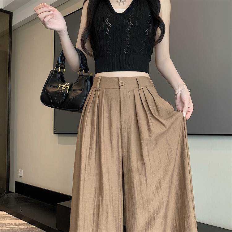 Летняя тонкая шелковая юбка, штаны, свободный крой, высокая талия 