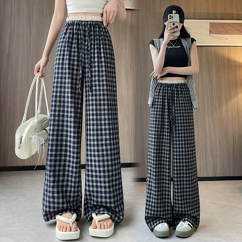 Ретро кружевные приталенные штаны, высокая талия, свободный прямой крой