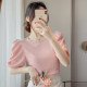 Round neck short-sleeved shirt women's summer 2023 new age-reducing western style beautiful small shirt puff sleeve chiffon top