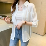 Шелковая одежда для защиты от солнца, летняя тонкая рубашка, лонгслив, кардиган, подходит для подростков, 2025 года, длина миди