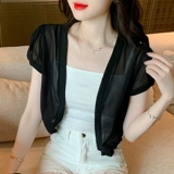 Шелковая шифоновая летняя одежда для защиты от солнца, тонкая накидка, белый жилет, куртка, эффект подтяжки