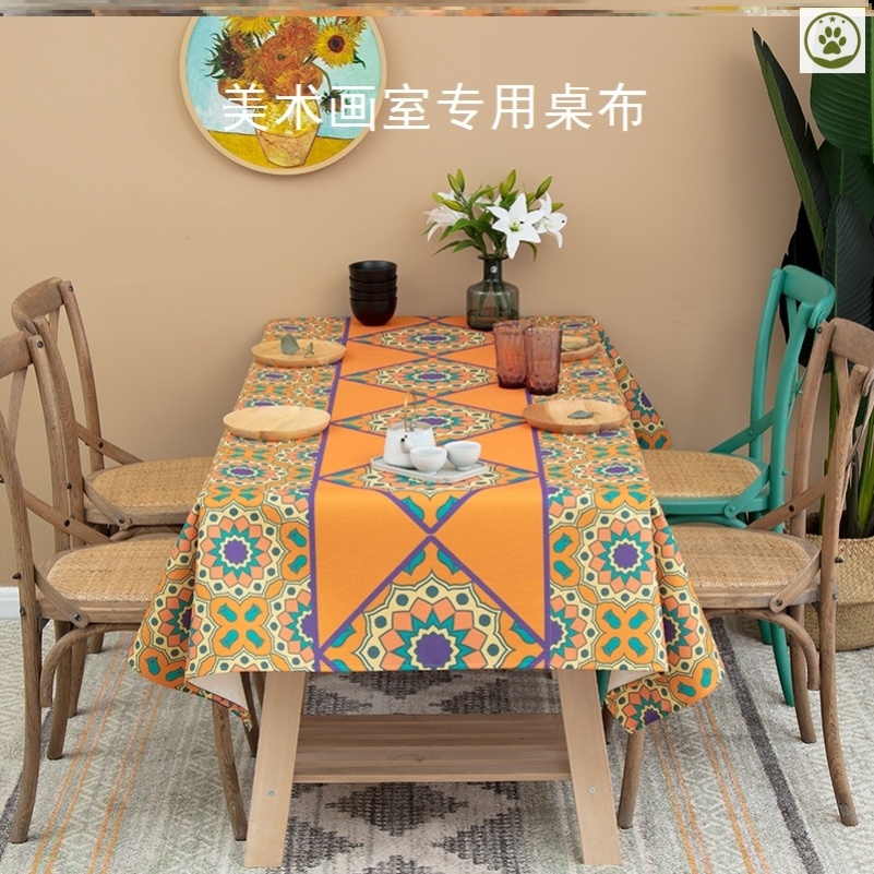 Fine Art Training Course Painting Room Table Cloth Café Retro Book Room Square Table Nostalgia Table Hood Art Exclusive Mediterranean