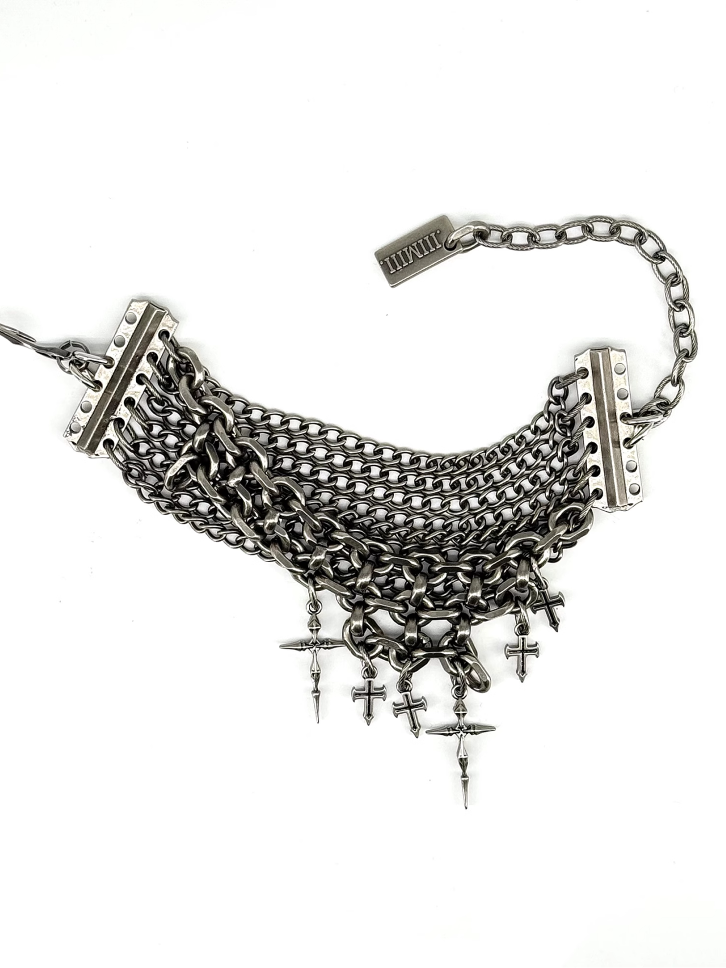 Iiimiii erosion metal series dark cross chain asymmetrical 