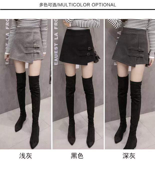 Mùa đông mới 2018 phiên bản Hàn Quốc của mùa đông hoang dã mặc quần short len ​​cao eo quần tây nữ mùa thu và quần mùa đông quần váy thủy triều