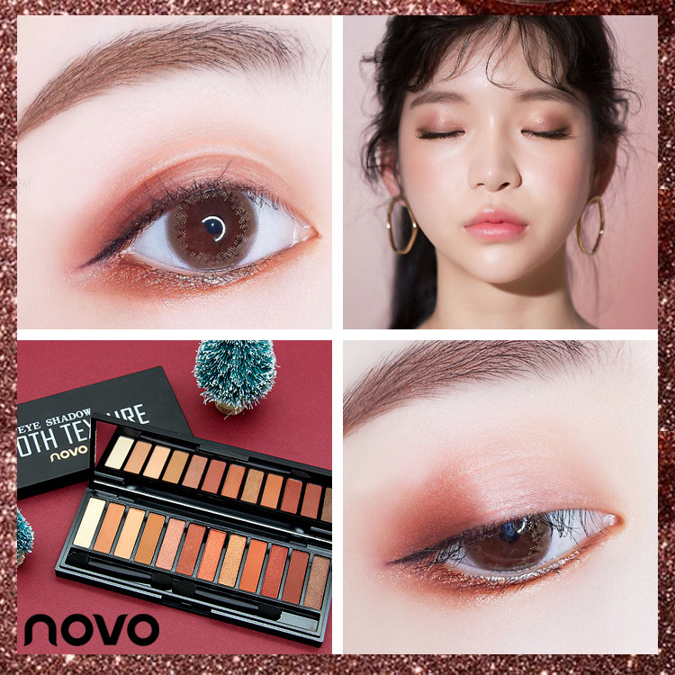 Net red blasting NOVO sparkling silk sliding 12 color eye shadow disc earth color student with beauty makeup beginners 5192