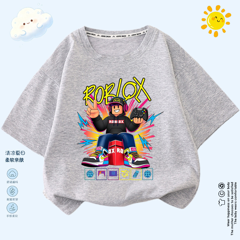 Roblox Shirt Boys' Clothing Summer Tops Children's Wear Roblox Printed Short-Sleeve Shirt Trendy T-Shirt Roblox Shirt Boys' Clothing Summer Tops Children's Wear Roblox Printed Short-Sleeve Shirt Trendy T-Shirt