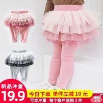  Female baby leggings spring and autumn culottes Western style fake two-piece princess trouser skirt Girls and babies wear outside 0-3 years old 1 new style