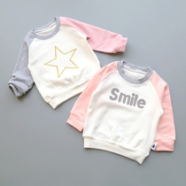 Childrens clothes spring and autumn models 2021 new foreign baby spring children men and women round neck loose coat Tide brand