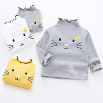 Baby girl high collar base shirt autumn winter clothes children long sleeve coat baby autumn clothes girl spring and autumn foreign gas 3 and a half years old 1