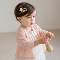 Childrens dress girl cardigan foreign summer thin air-conditioned shirt with female baby sweater baby spring and autumn coat