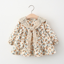 Girl spring dress 2021 new baby girl baby Flower Princess Dress 1 year old 3 children Foreign style Korean tide