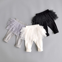 Girls bottom pants woman baby fake two skirts pants outside wearing 3-year-1 baby spring and autumn dress pants dress foreign air