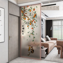 New Chinese style colored tempered art glass partition dining room entrance entrance porch blocking luminous light with screen