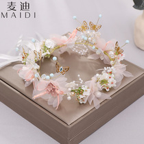 Princess Son Ensemble Girl Crown Children Han Style Hair Stirrup Stage Flowers Childlike Flowers Ring Wedding Ornaments Bride Headwear