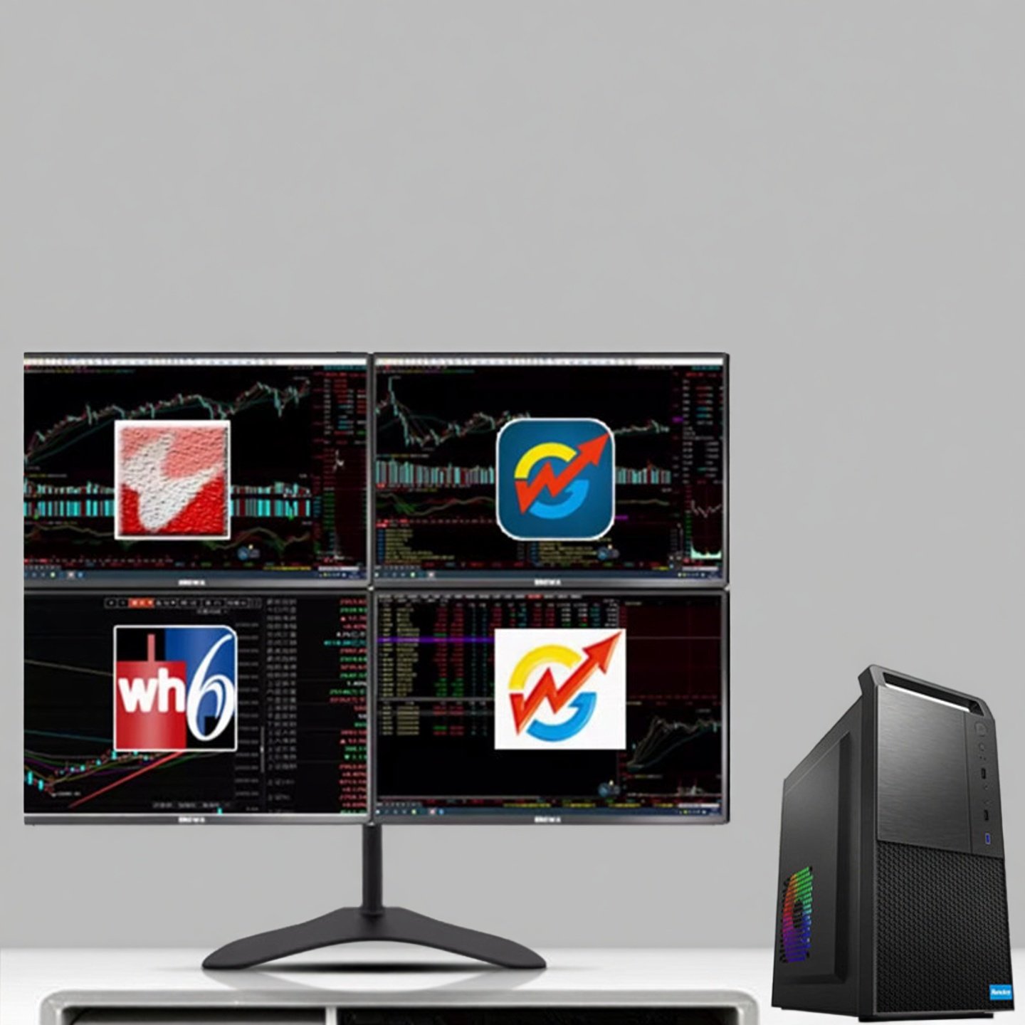 全国上门免费安装一机4屏四屏6屏六屏电脑专业多屏炒股专用多屏幕炒股设备证券期货看盘组装台式机整机电脑评价-