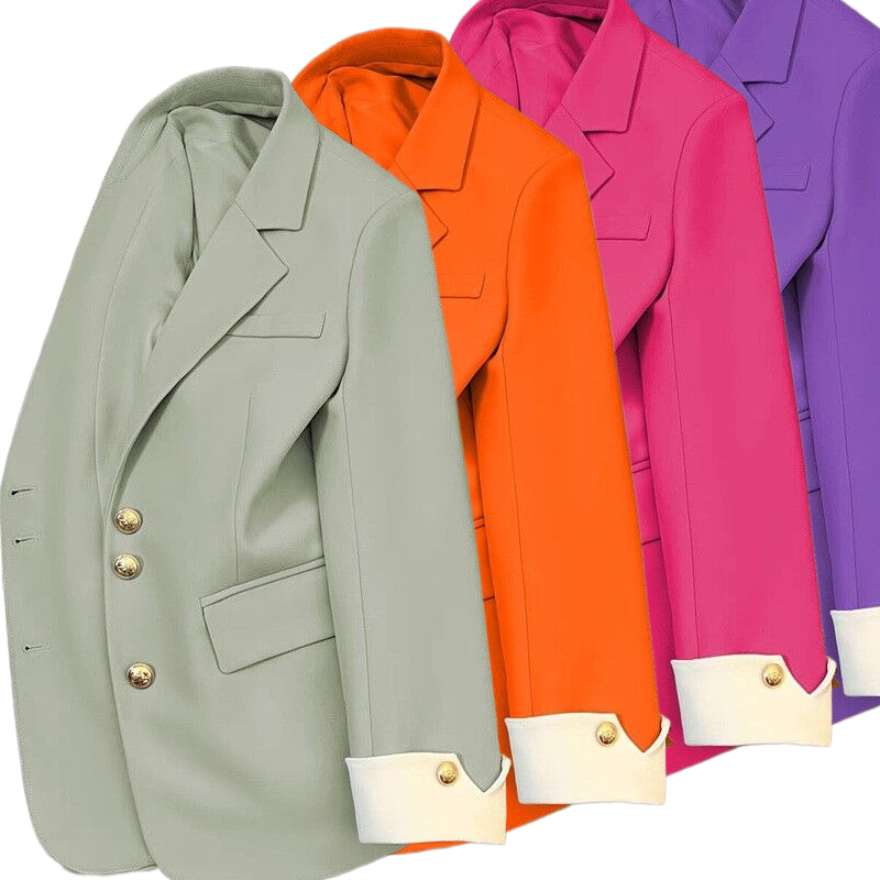 Spring and Autumn Colorful Blazer for Women, Korean Style Casual Small Suit Jacket, Outerwear, Formal Wear, Professional Workwear, Performance Costume
