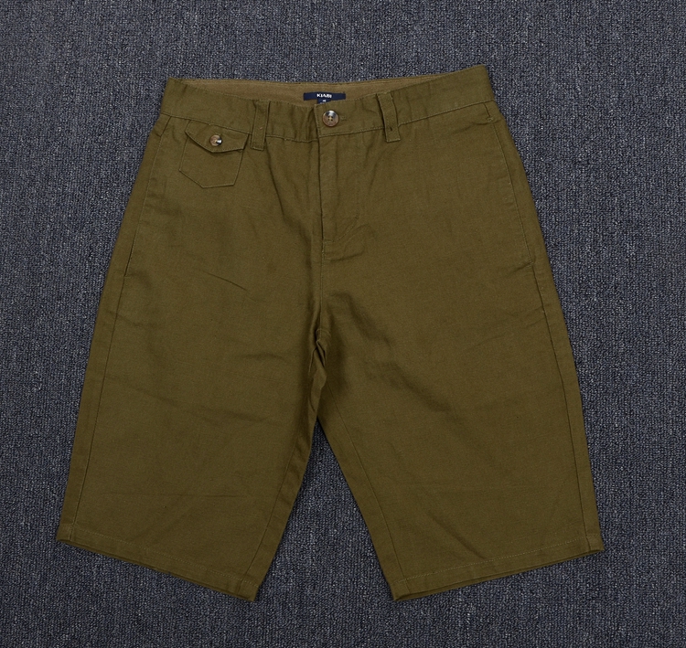 Export method single men's summer large size solid color linen casual shorts Korean version of cotton and linen beach five-point pants four-color models