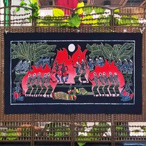 Miao Wax Dyeing Painting Bedside Background Painting Bedroom Mural Painting handdyed cloth Living room Burning Art Deco Decorative Cloth Wall Decoration Painting