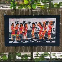 Handmade dyed cloth Living room Wall Wall Canvas Decoration Background Cloth Home Mural Retro Chinese Cloth Art Miao Wax Dyeing