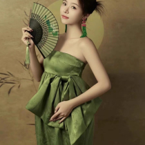 Photo Studio Photography New Maternity Photo Clothing New Chinese Retro Tube Top Skirt Pregnant Mother Personal Photo Clothing