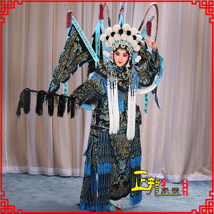 Zhenglong Opera Costume Crepe Hook Girl Relying on Peking Opera Opera Costume Stage Boutique Performance Wudan Mu Guiying in Commanding Clothes