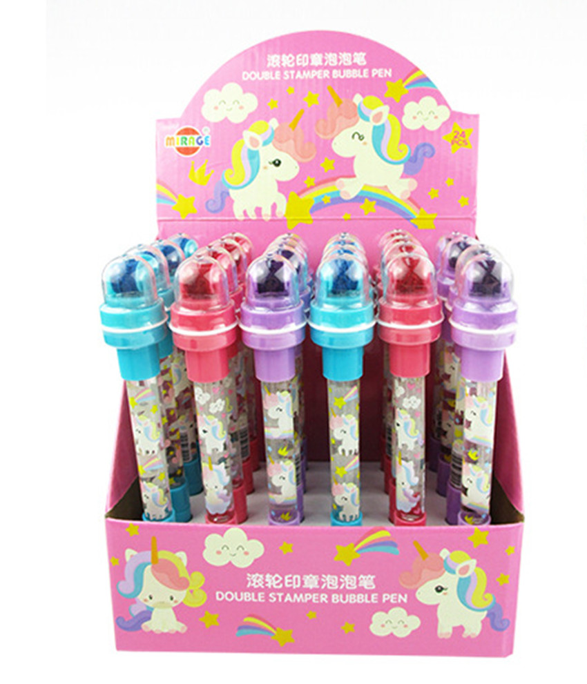 Multifunctional cartoon seal bubble pen mermaid princess seal ballpoint pen multi-function student ballpoint pen seal Pen blowing bubble net red tremble sound same model