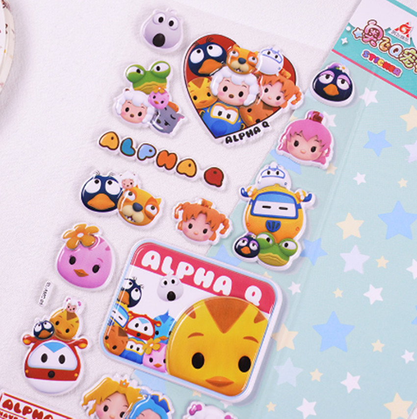Genuine Aofei Q pet Super Fei Xia cute chicken team stickers double-layer large Aofei cartoon three-dimensional children's bubble stickers water cup decoration