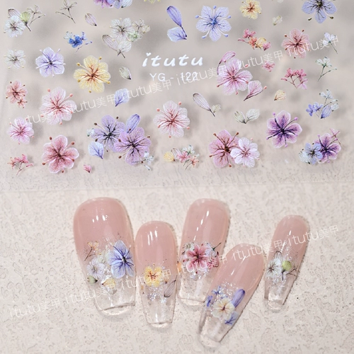 Ультратонкая трехмерная наклейка для маникюра, небольшие наклейки для ногтей для ногтей, аксессуар, новая коллекция, популярно в интернете, цветочный принт