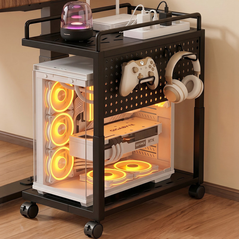 Computer Host Bracket, Movable Chassis Base, Retractable Bracket Tray, Office Desktop Host Placement Rack