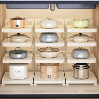 Kitchen Pot Storage Rack Multi-Layer Shelf Cabinet Organizer under Sink Countertop Floor-Standing Multifunctional Pot Rack