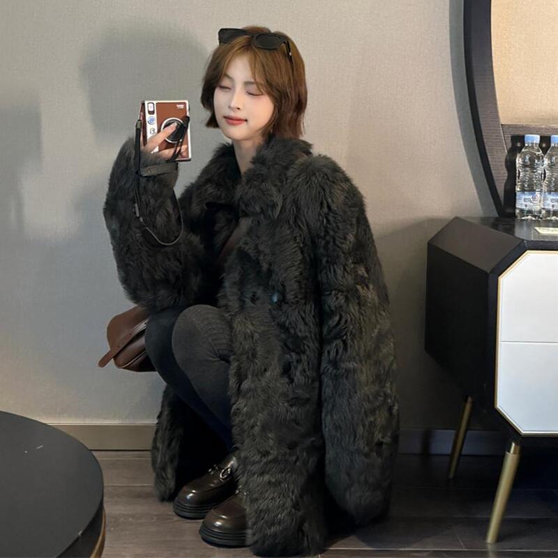 New Winter Haining Shearling Coat for Women, Mid-Length, Eco-Friendly Fur, Trendy and Popular Fur Coat New Winter Haining Shearling Coat for Women, Mid-Length, Eco-Friendly Fur, Trendy and Popular Fur Coat