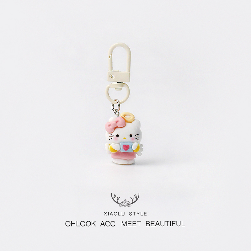 Angel Cartoon Little White Dog Series Bag Pendant Keychain Versatile Simple Accessory Small Pendant Angel Cartoon Little White Dog Series Bag Pendant Keychain Versatile Simple Accessory Small Pendant