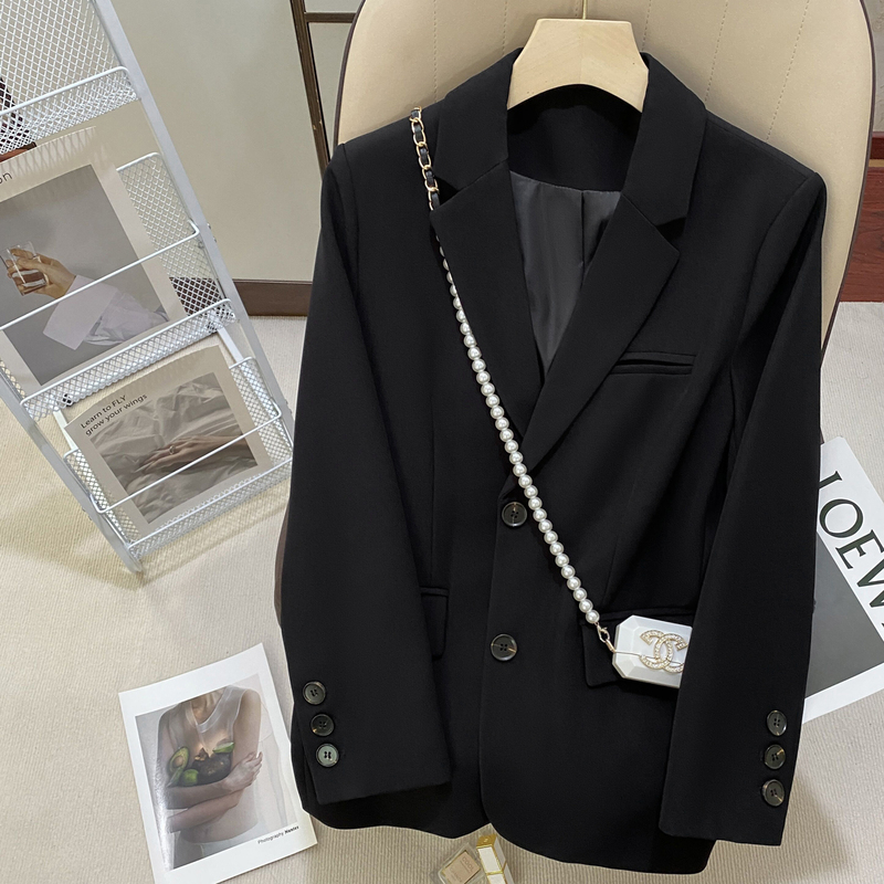 Black High-End Textured Blazer for Women, 2026 Spring and Autumn New Korean Style Straight Casual Professional Suit