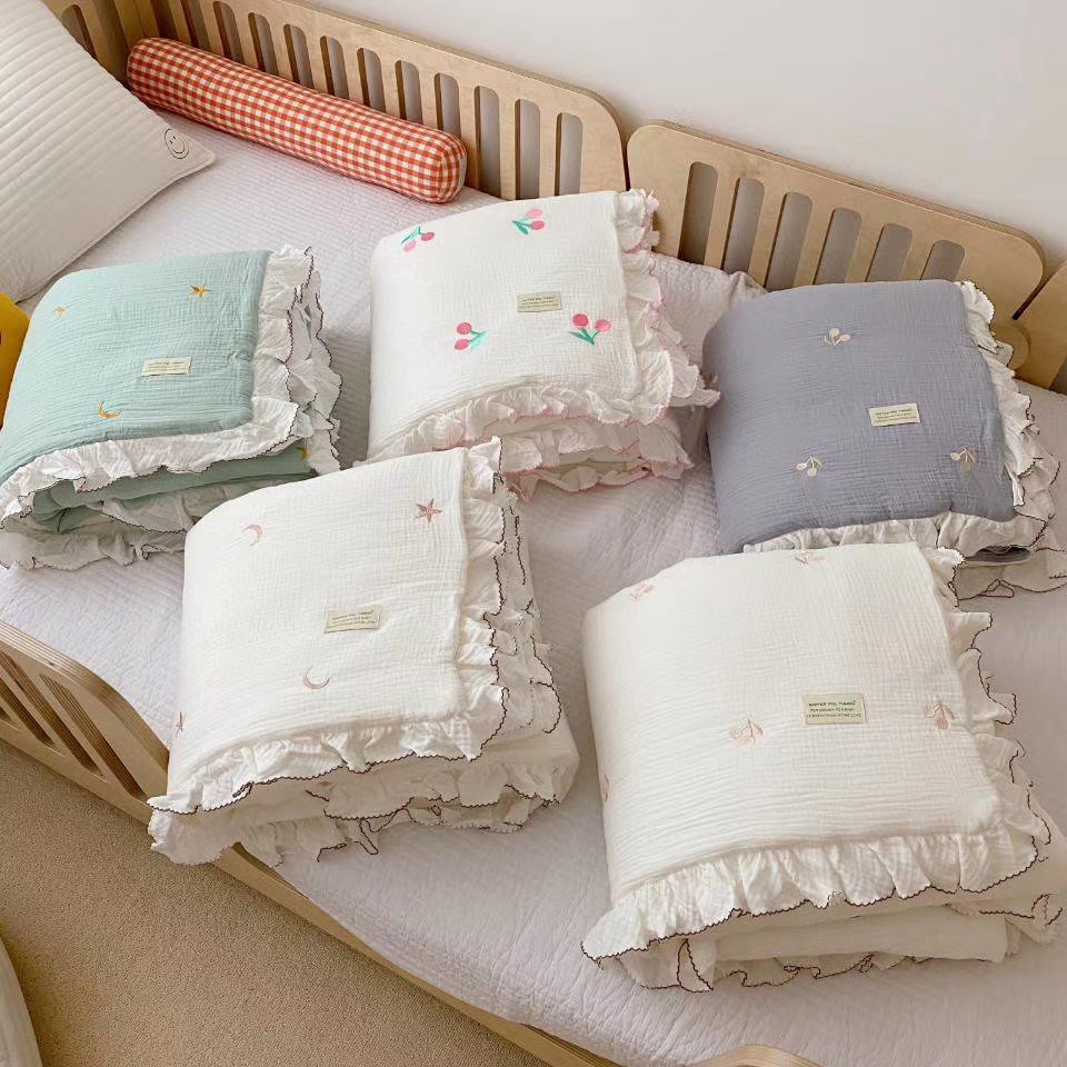 Export Korean gauze children's spring and autumn quilt pure cotton super soft lace kindergarten nap cover quilt baby cotton winter quilt
